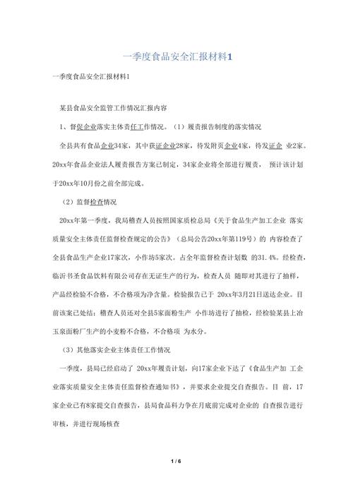 安全质量汇报材料
