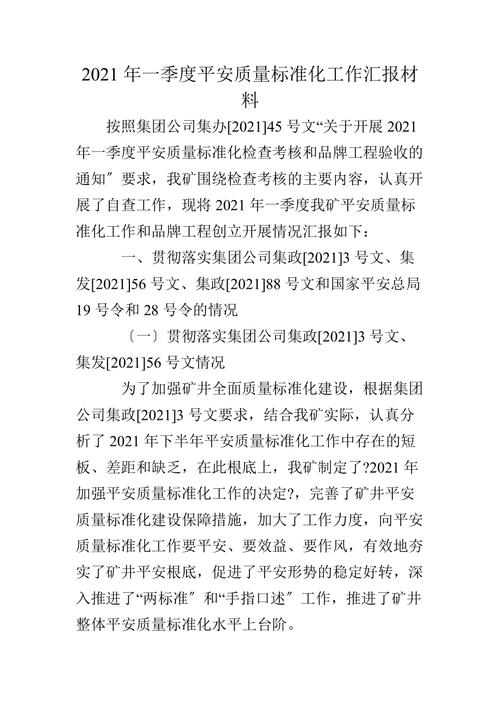 安全质量汇报材料