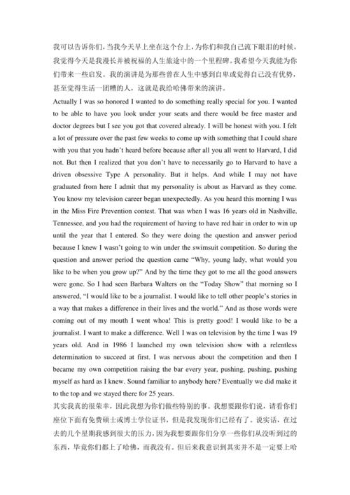 奥普拉在哈佛大学的毕业典礼演讲:人生没有失败